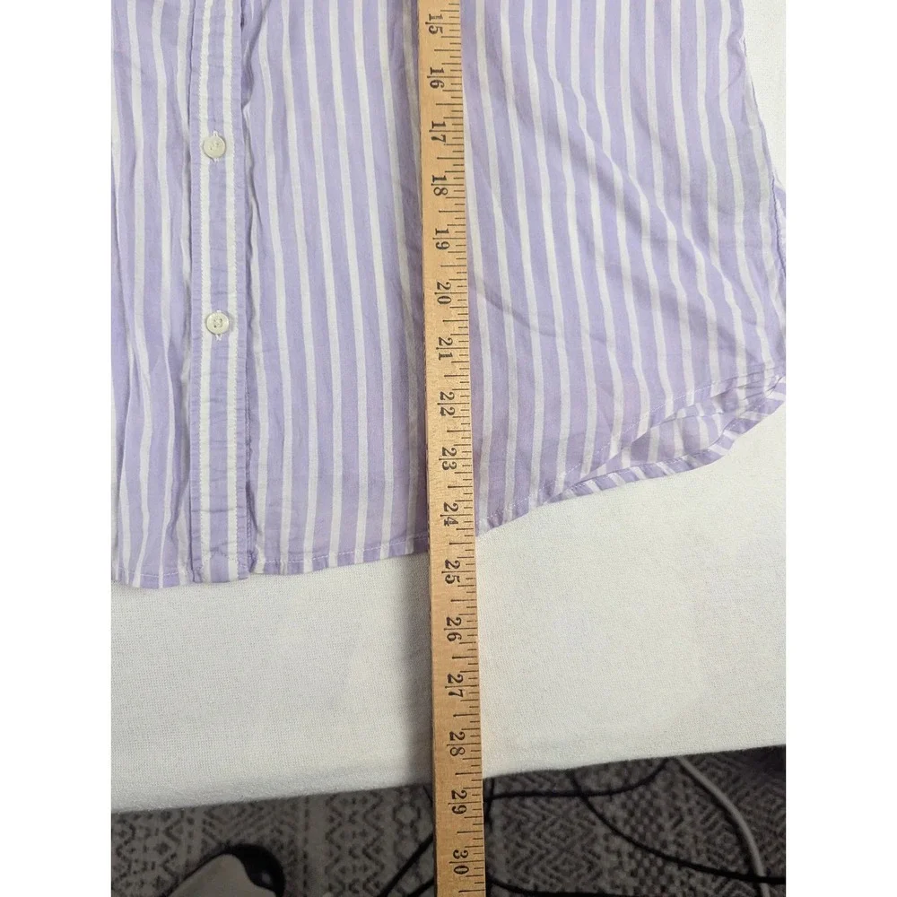 Lauren Ralph Lauren Womens Purple White Striped Cotton Button Down Shirt Large - Picture 8 of 11